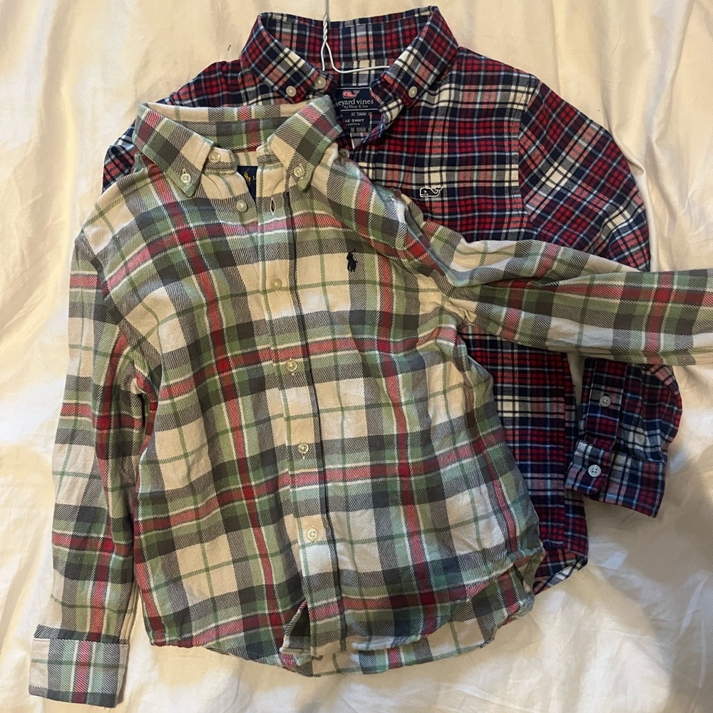 Ralph Lauren and Vineyard Vines Kids Flannel Shirts
